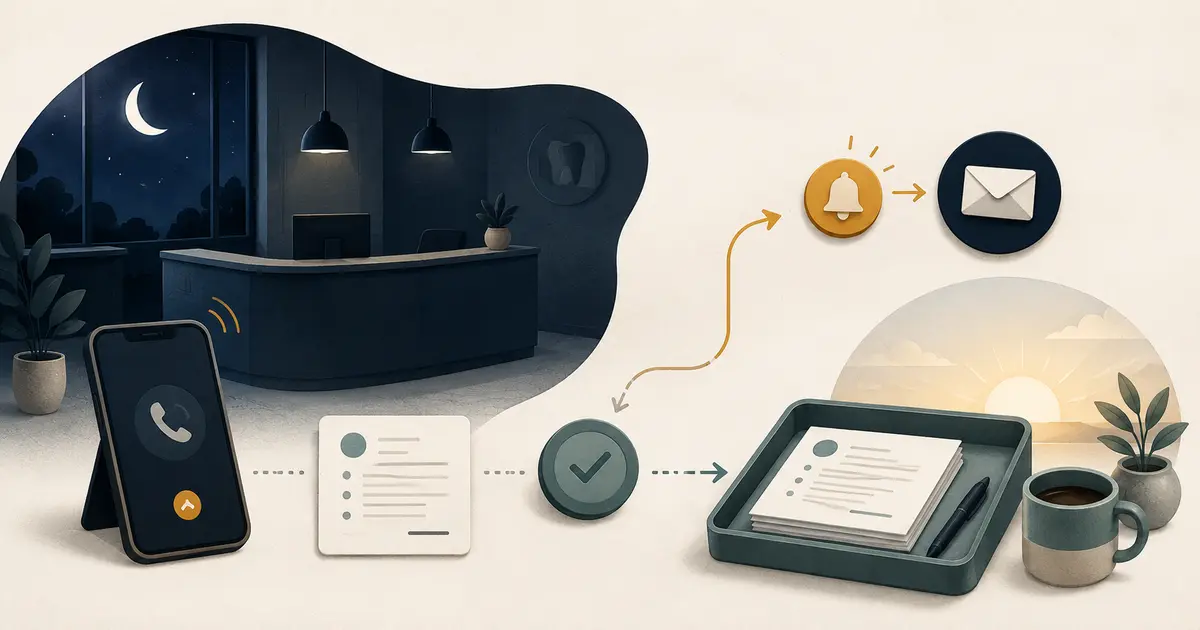 Future practice owner designs an evening and weekend new-patient call path from approved office facts to request capture, escalation, and next-day follow-up.